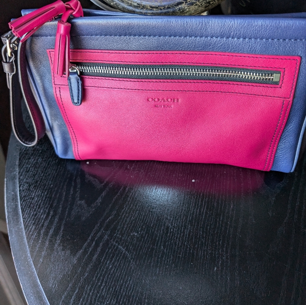 Coach Legacy Pink and Blue Clutch. - Picture 2 of 10